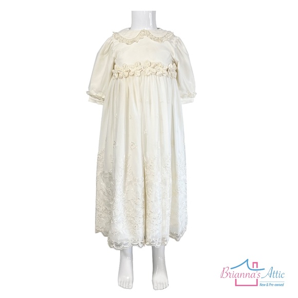 ALETTA Lace Overlay BAPTISM gown Ivory off white Size 6 to 8 months - Picture 1 of 13